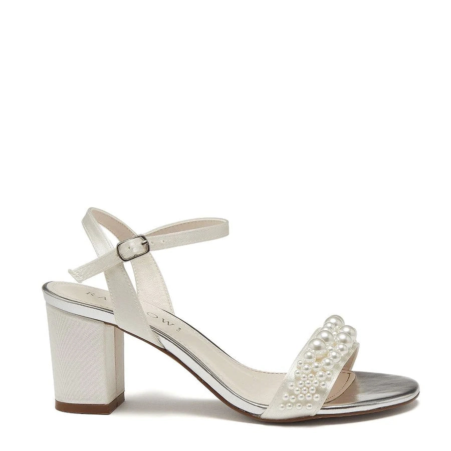 Emma Wide Fit Pearl Detail Wedding Sandals Georgies Bridal Shoes