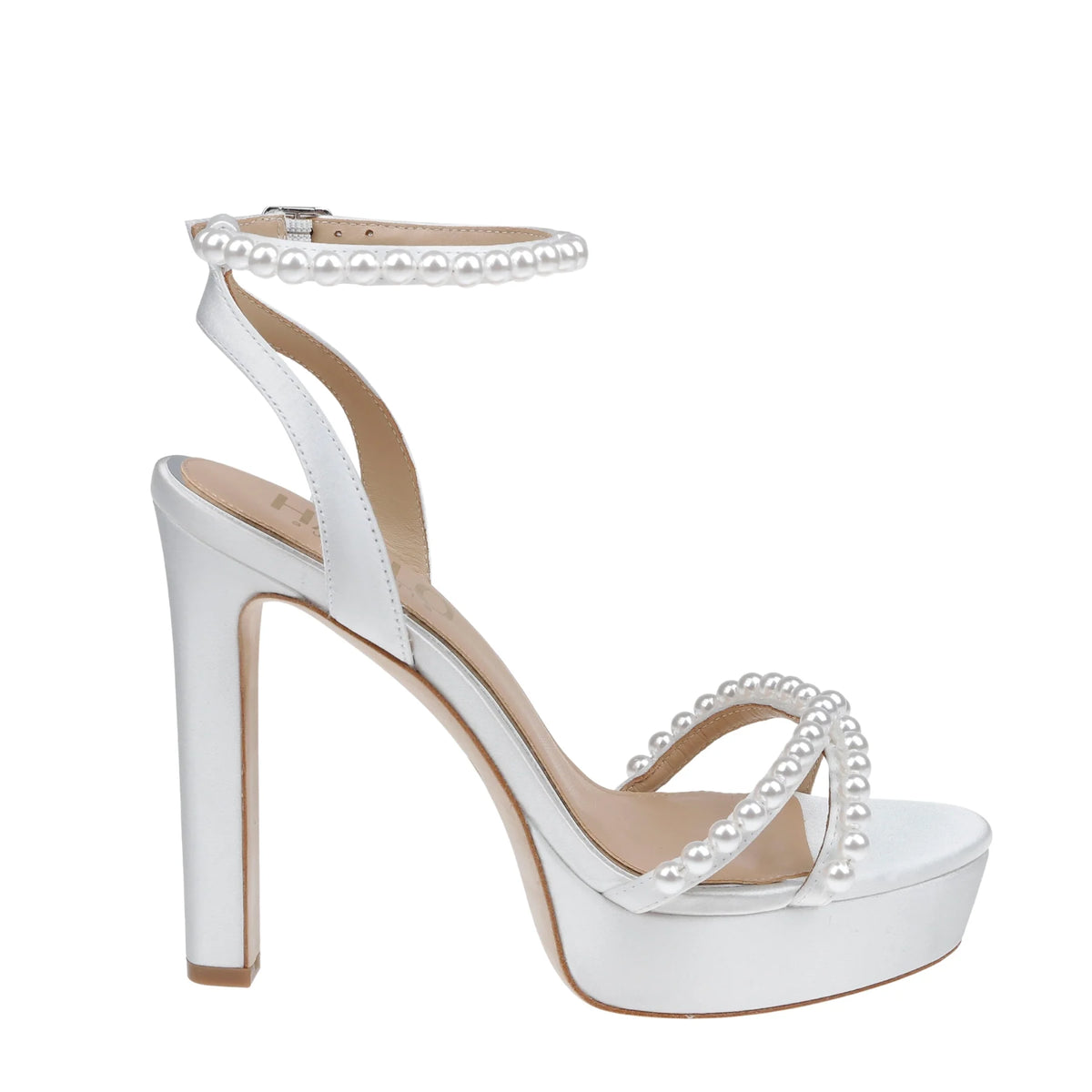Eva Soft White Platform Pearl High Block Bridal Heel Georgies