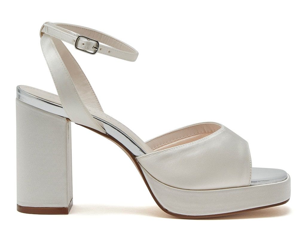 Amy - Ivory Satin Platform Wedding Sandals