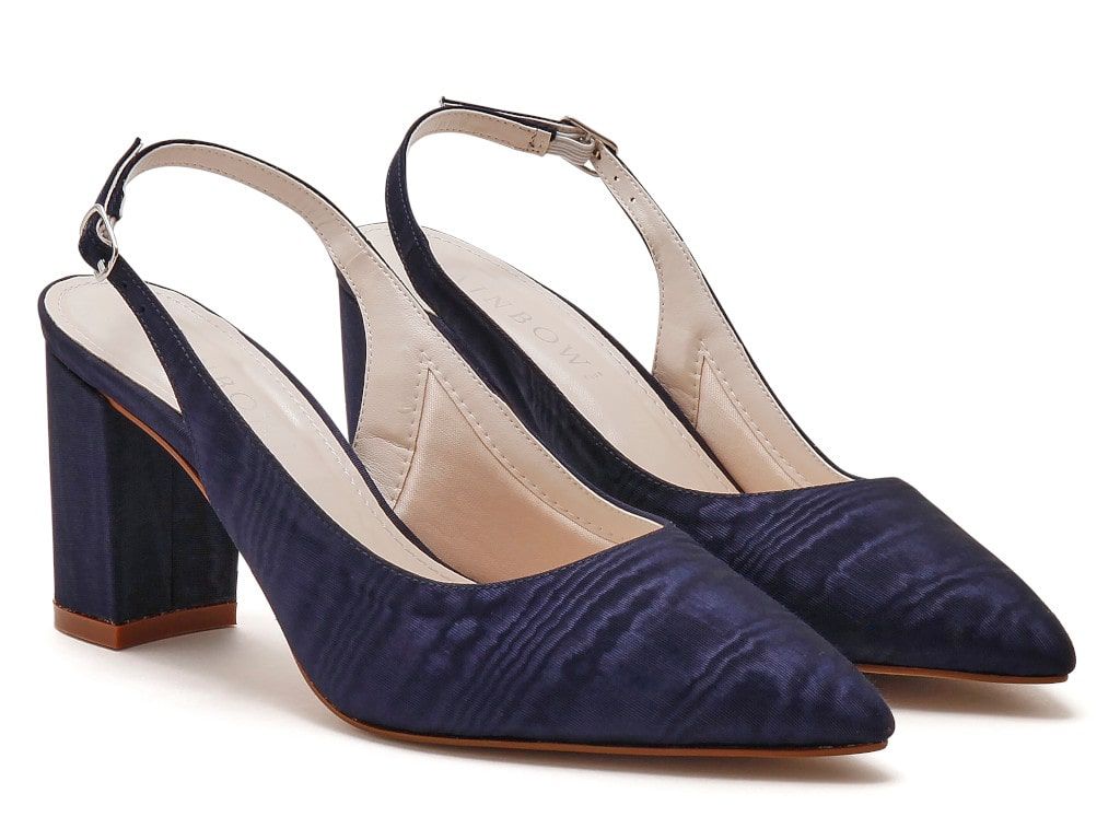 Wide Fit Navy Slingback Shoes Paradox London Navy Shimmer Wide Fit