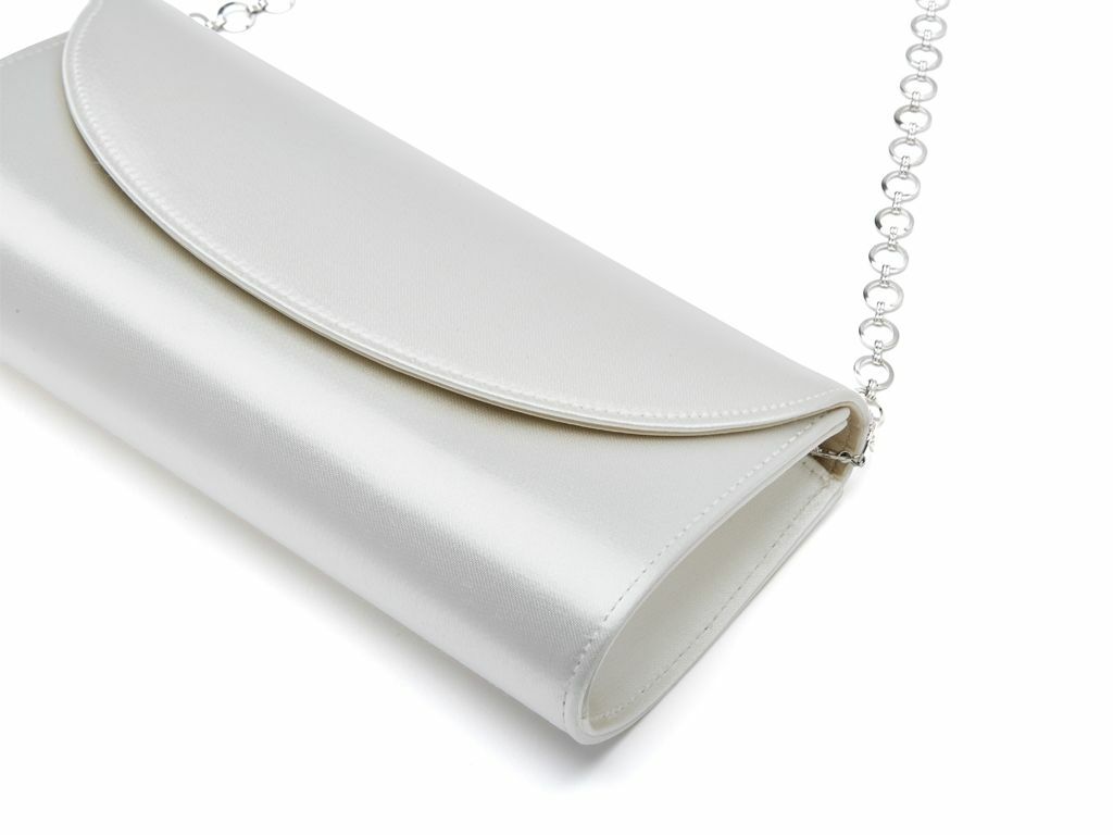 Celina Ivory Satin Wedding Clutch Bag