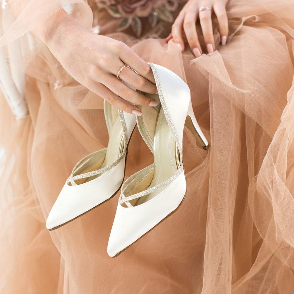 Satin court shoes wedding on sale