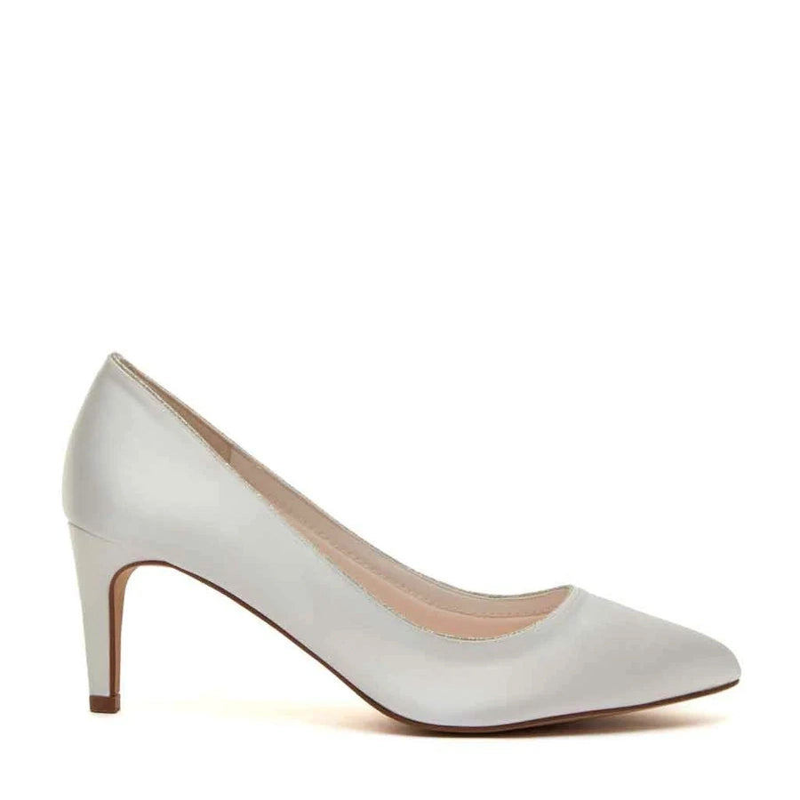 Stella - Ivory Satin Silver Shimmer Court Shoes