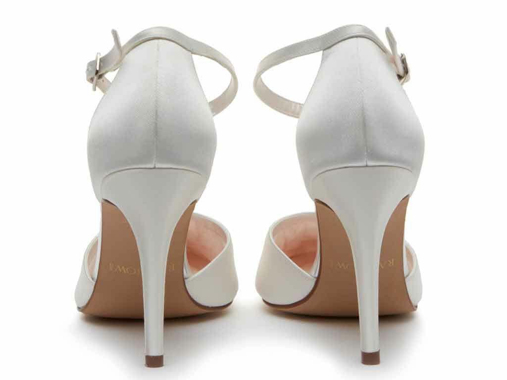 Carly - Ivory Satin Ankle Strap Wedding Shoes