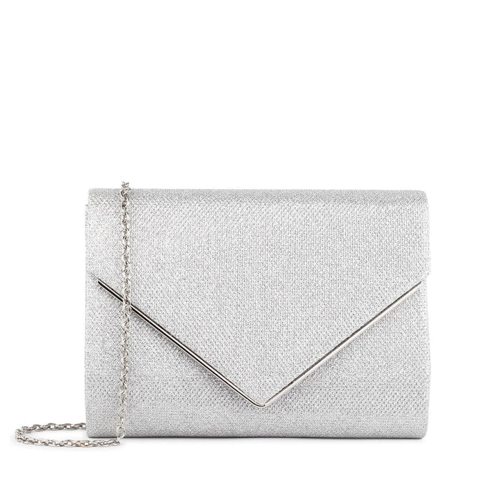 Darcy - Silver Shimmer Clutch Bag