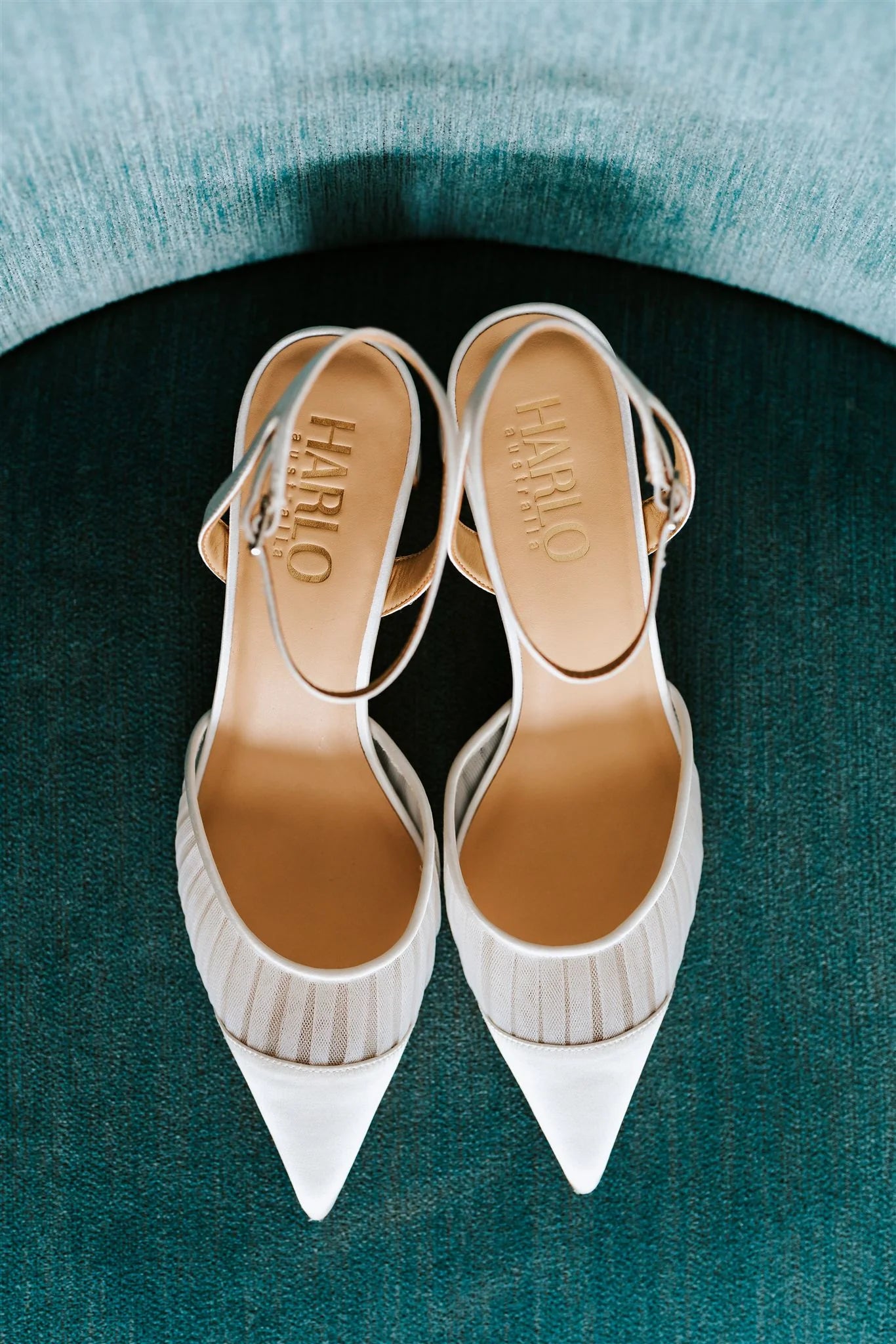 Farah - Tulle & Satin Pointed Toe Low Block Heel - Soft White