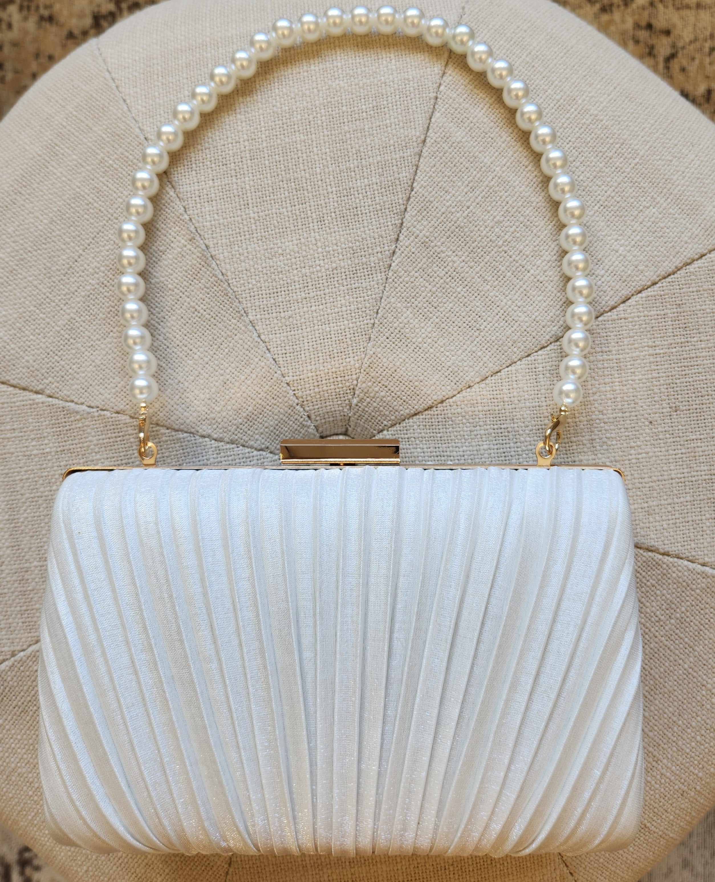 Ana - Ivory Satin with a Pearl Strap