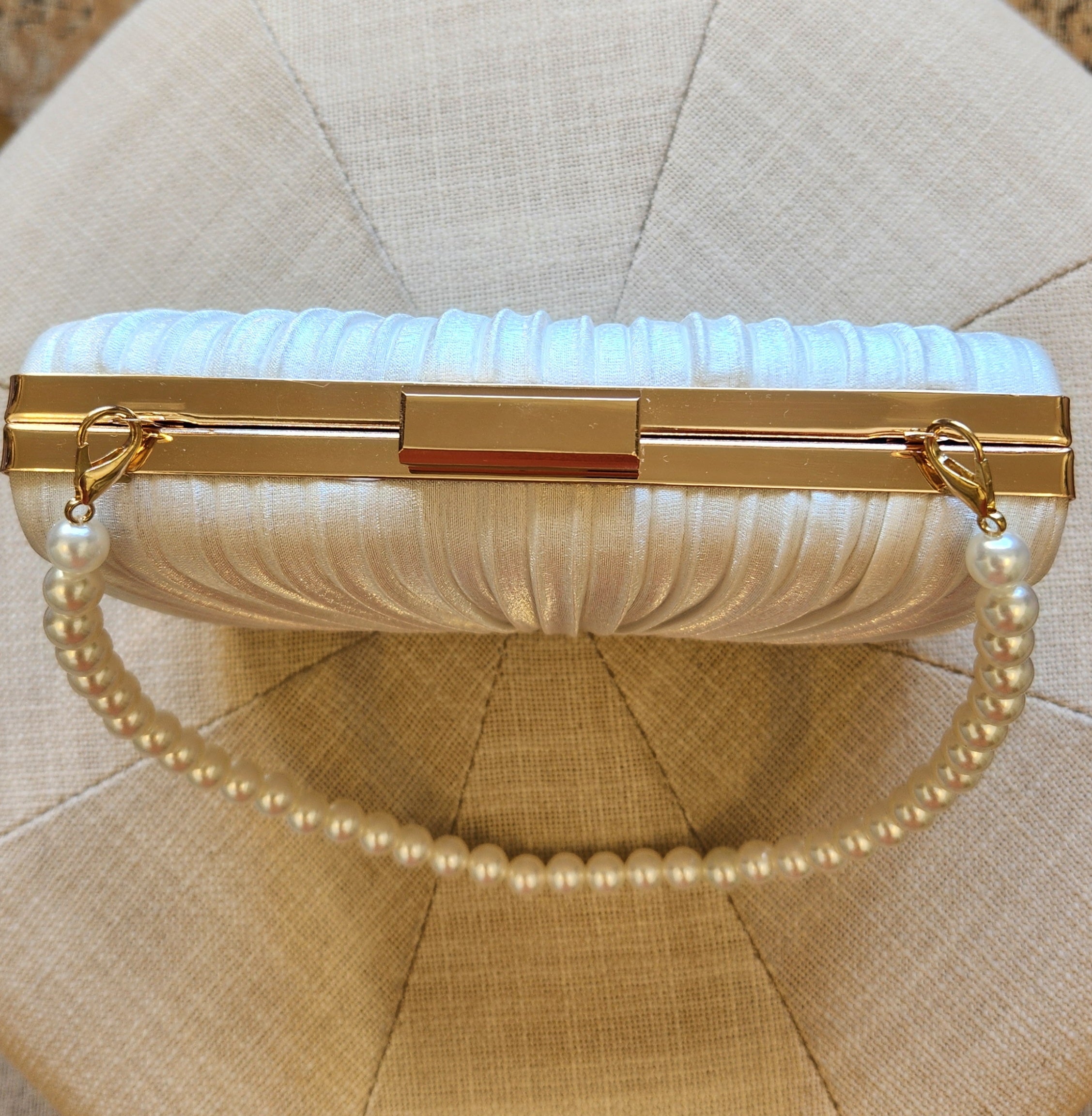Ana - Ivory Satin with a Pearl Strap
