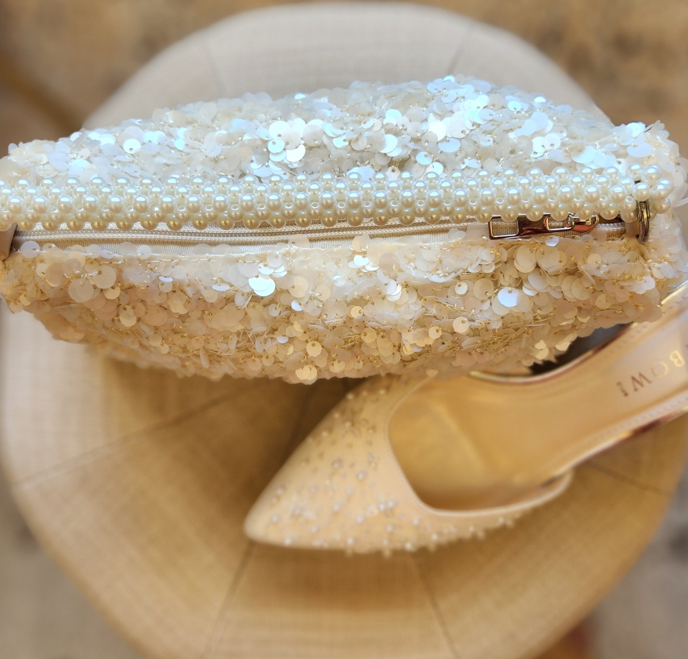 Madeleine - Ivory Sequin Soft Bridal Bag