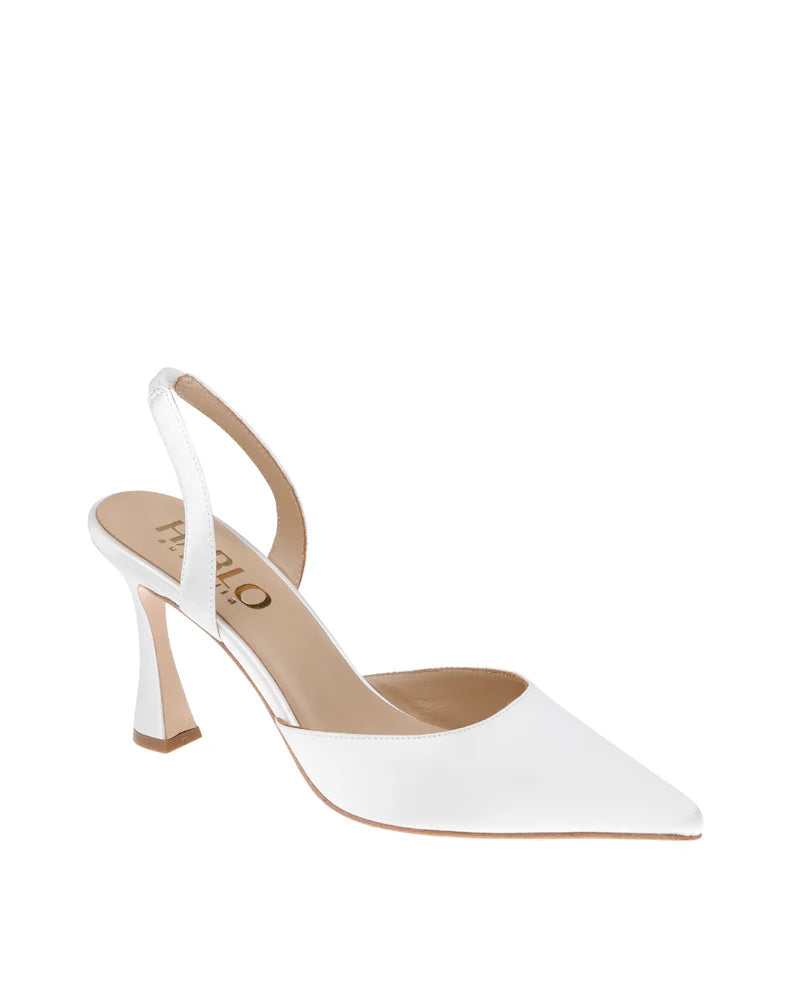Gigi - Soft White satin Closed Toe Bridal Slingback