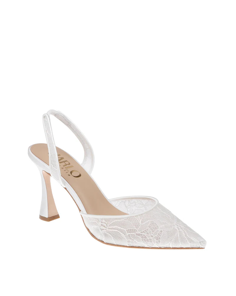 Gigi Lace - Soft White Floral Lace Bridal Slingbacks