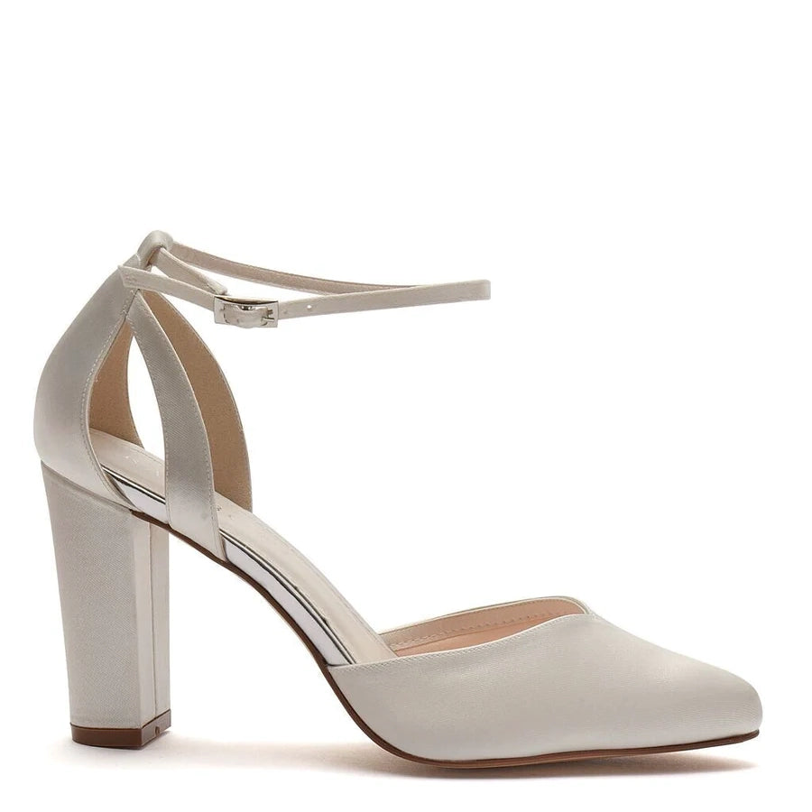 Eve - Ivory Block Heel Strappy Wedding Shoes