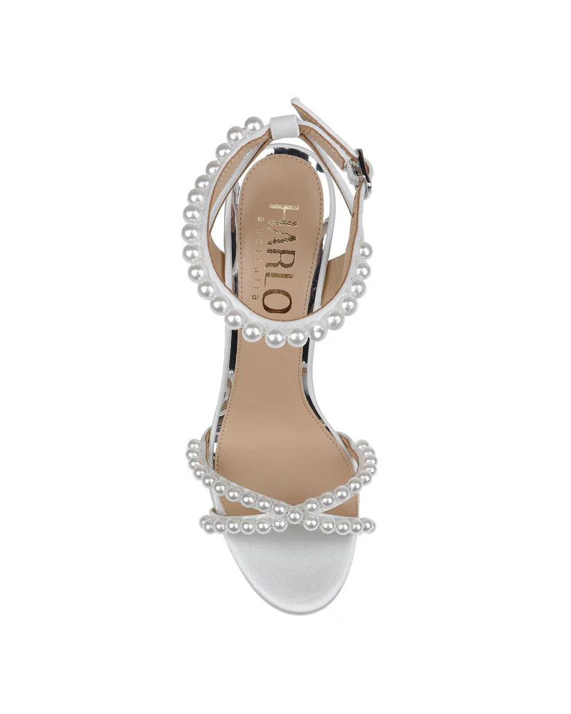 Eva - Soft White Platform Pearl High Block Bridal Heel