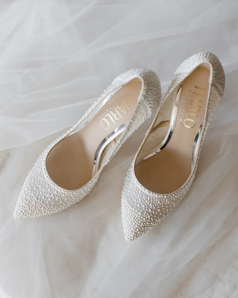 Demi - Pointed Toe Pump With Pearls - Ivory