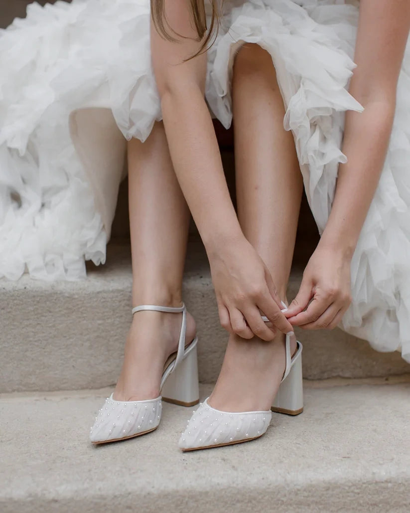 Crochet Lace Block Heel Sandals with Ballerina Lace Up - Women Shoes, Bridal  shoes, Bridesmaid shoes