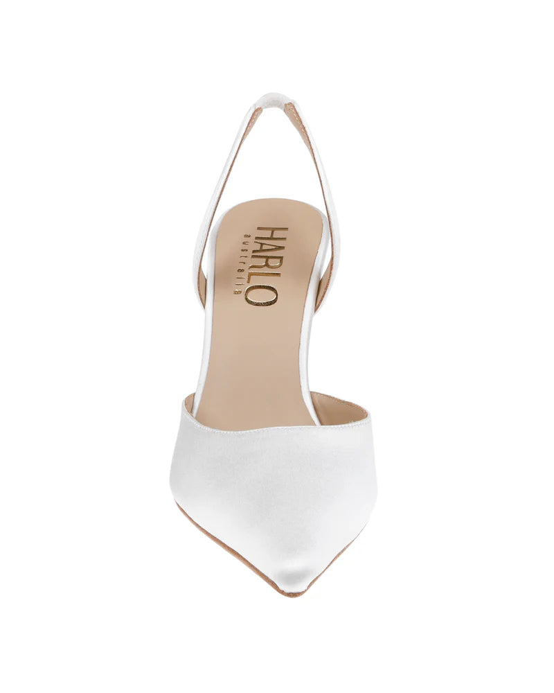 Gigi - Soft White satin Closed Toe Bridal Slingback