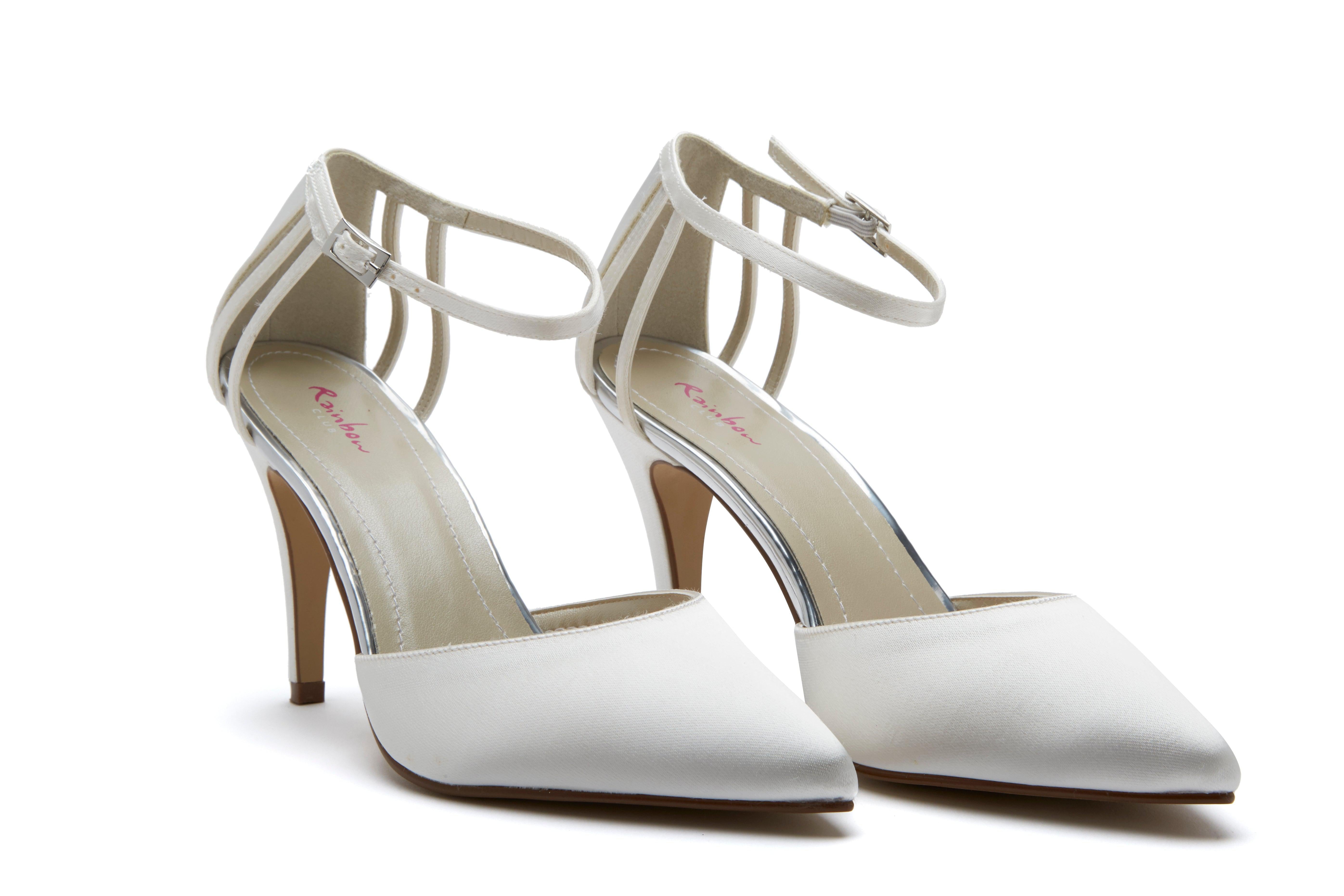 Kennedy - Ivory Satin Ankle Strap Bridal Shoes