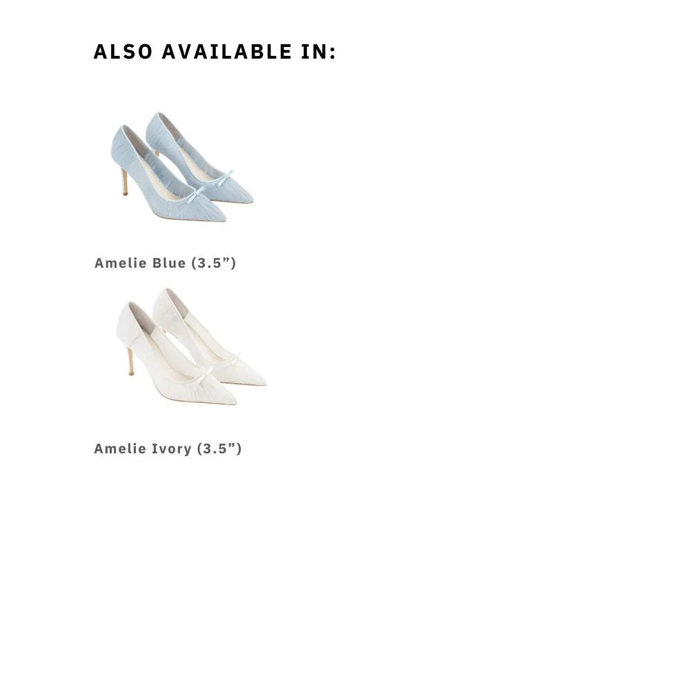 Amelie - Pleated Silk Crepe Ivory Wedding Shoes