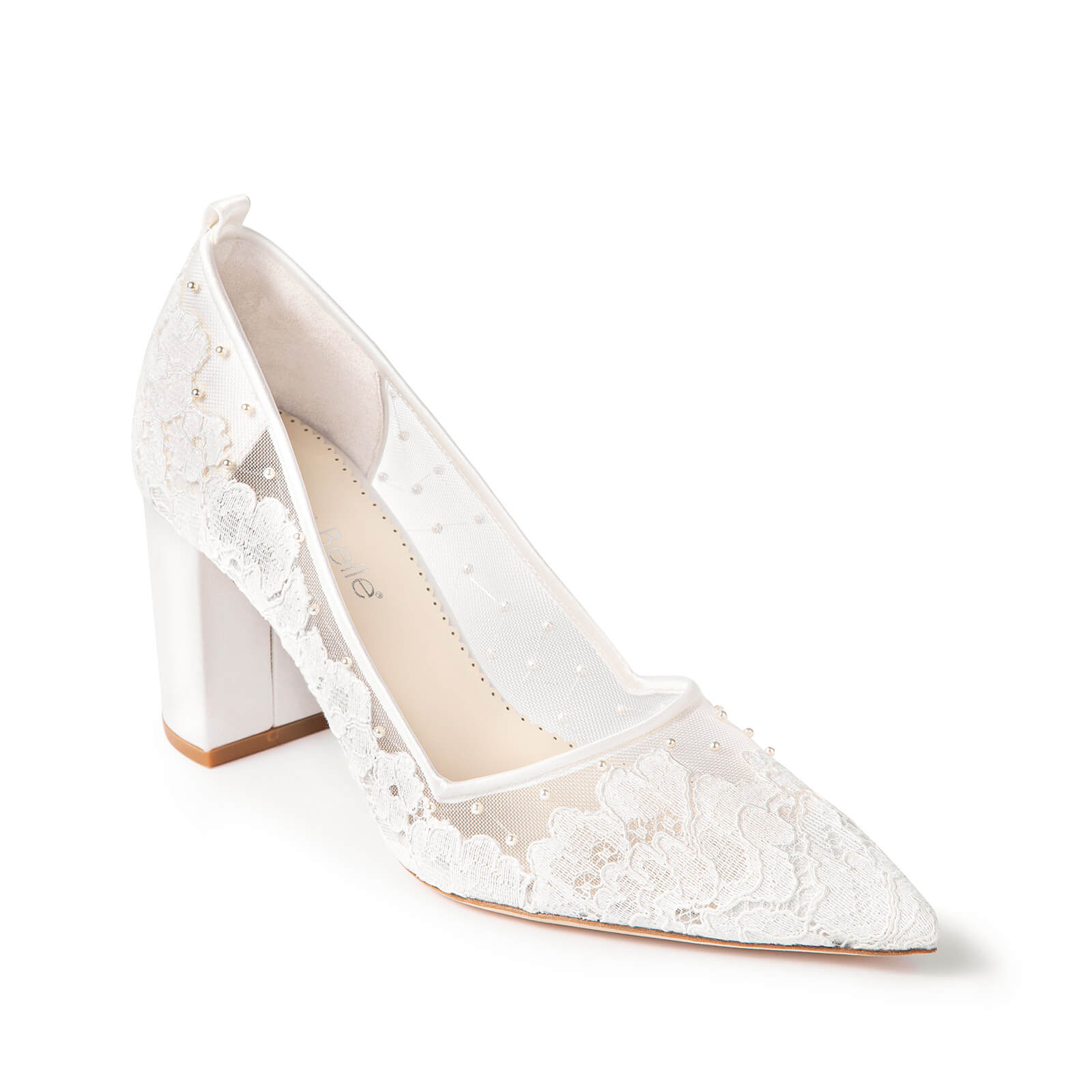Margot - Lace Pearl Bridal Block Heel