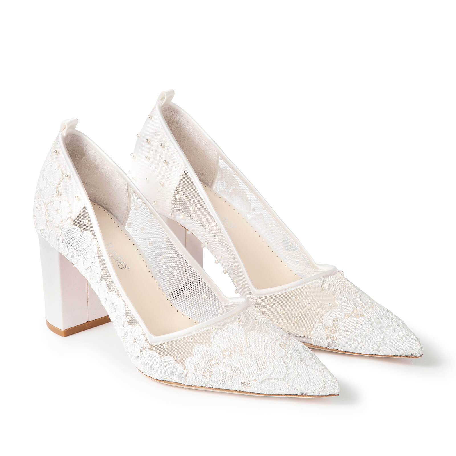 Margot - Lace Pearl Bridal Block Heel