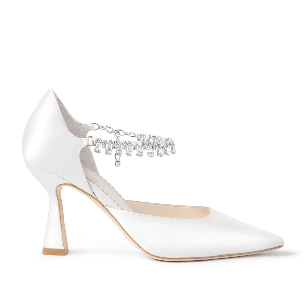 Regina - Ivory Silk Bridal Pumps With Crystal Ankle Strap | Georgies ...
