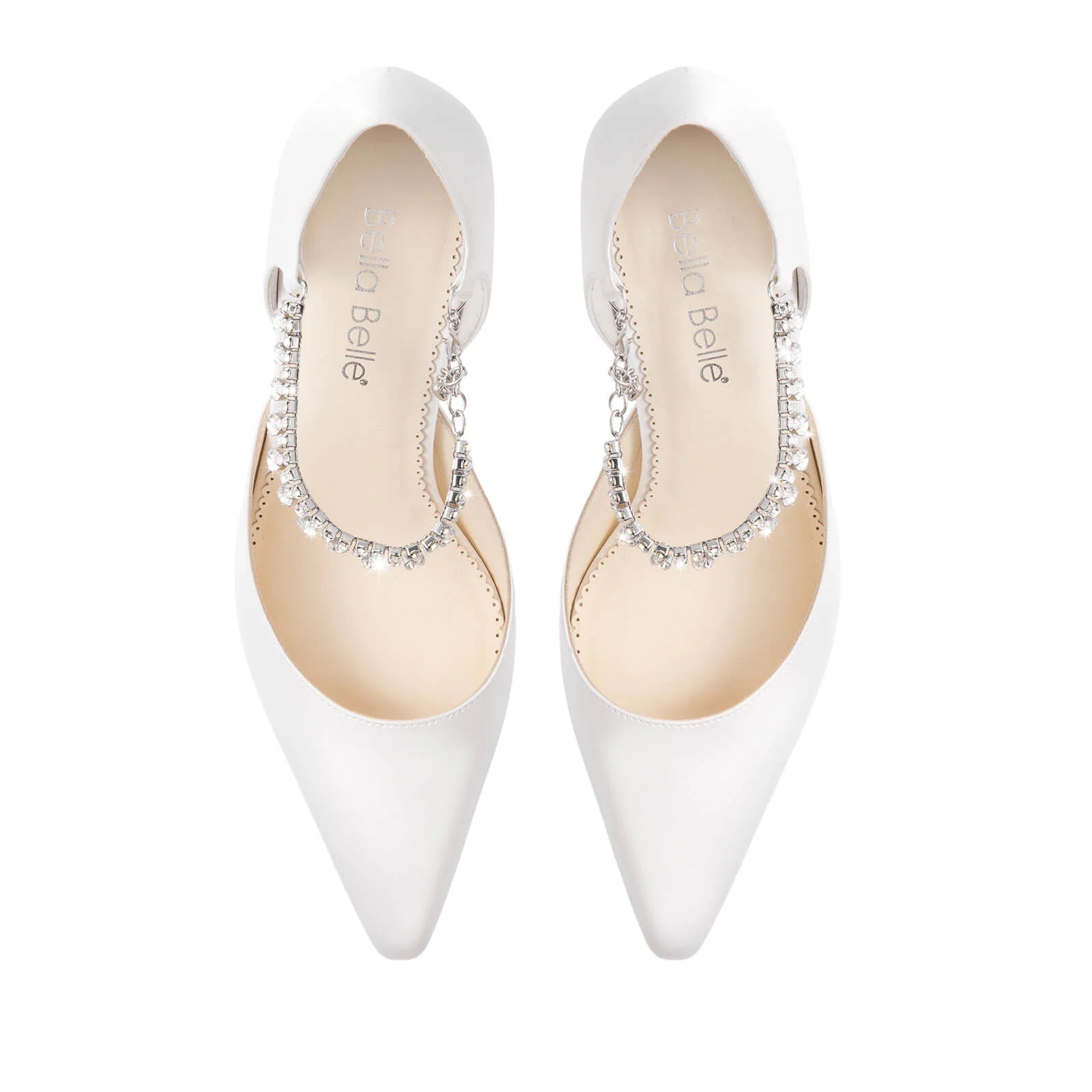 Regina - Ivory Silk Bridal Pumps With Crystal Ankle Strap