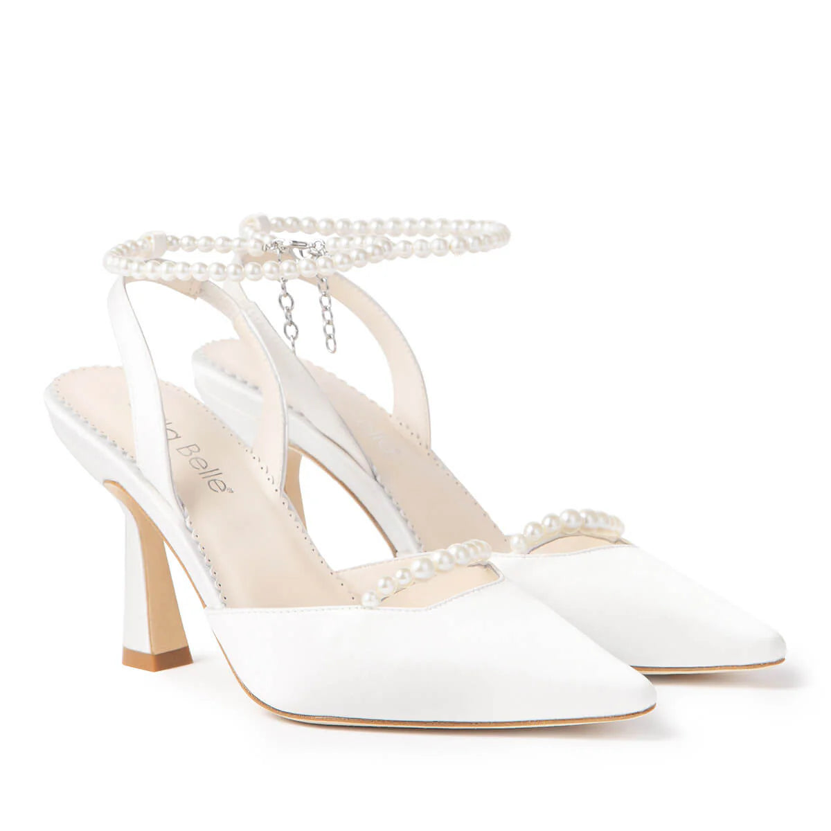Cecilia - Slingback Pearl Strap Pointed Toe Bridal Shoes With Removable Pearl Ankle Strap
