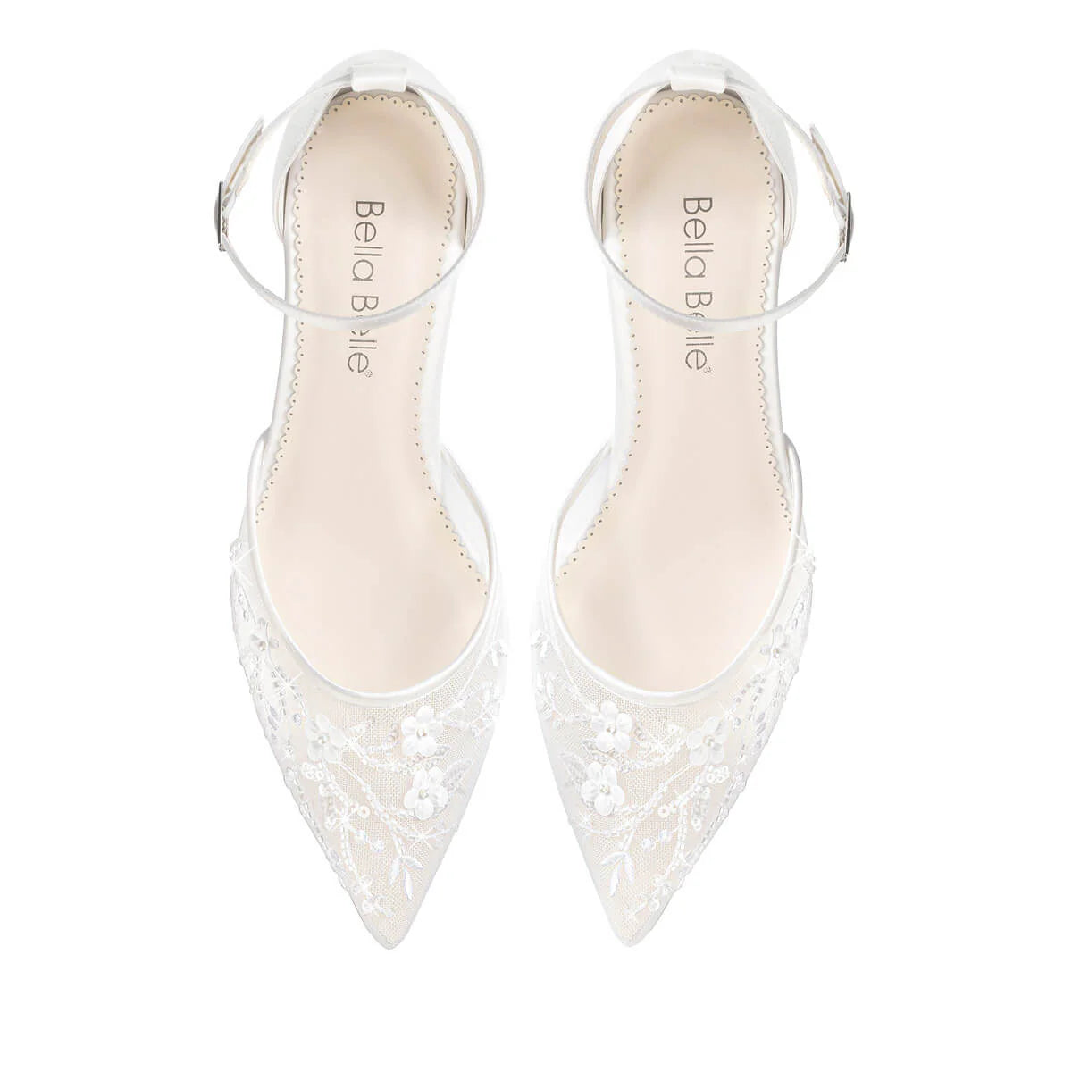 Thea - Floral Illusion Mesh Closed Toe Block Heels