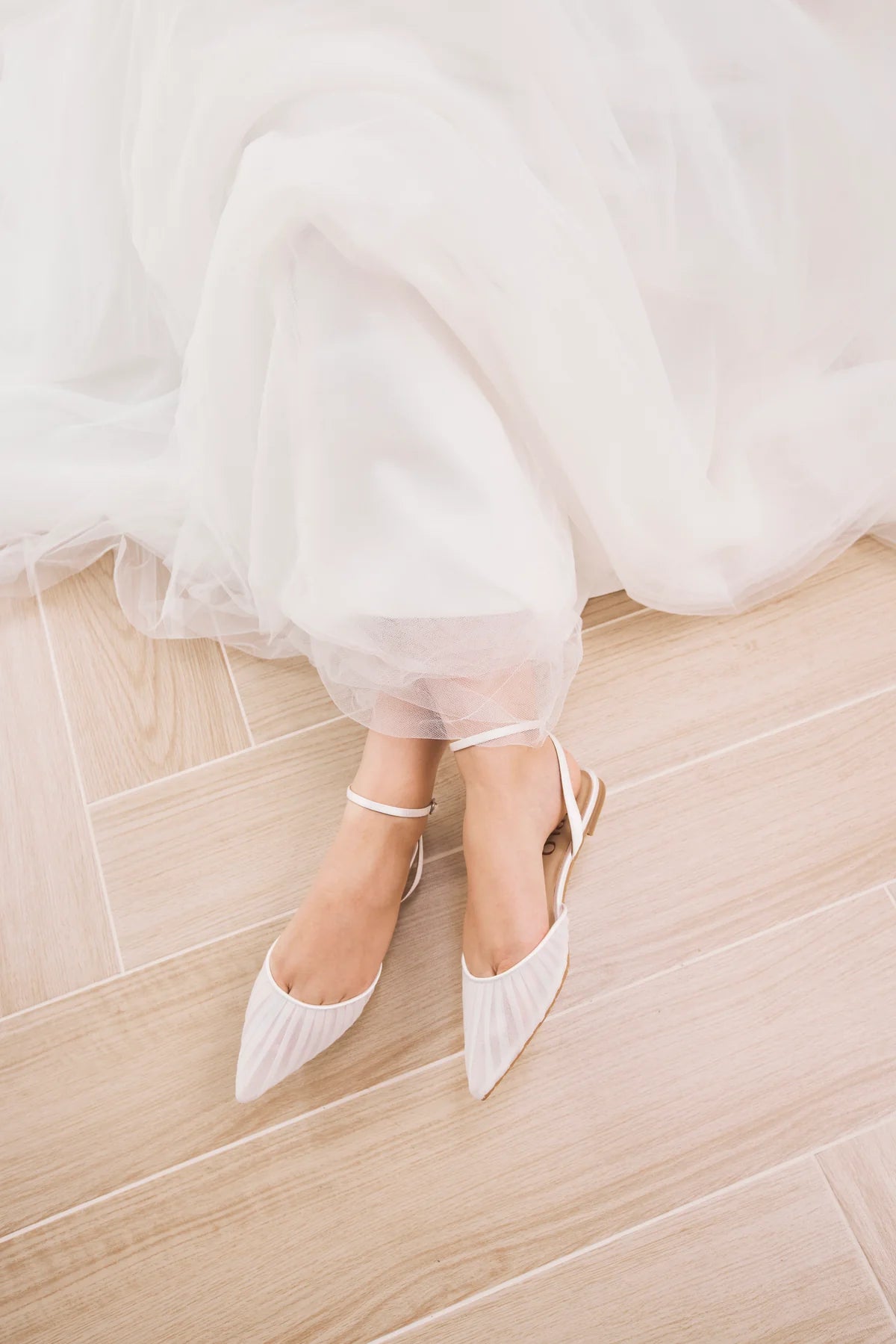 Chanel Tulle - Soft White Tulle Flats