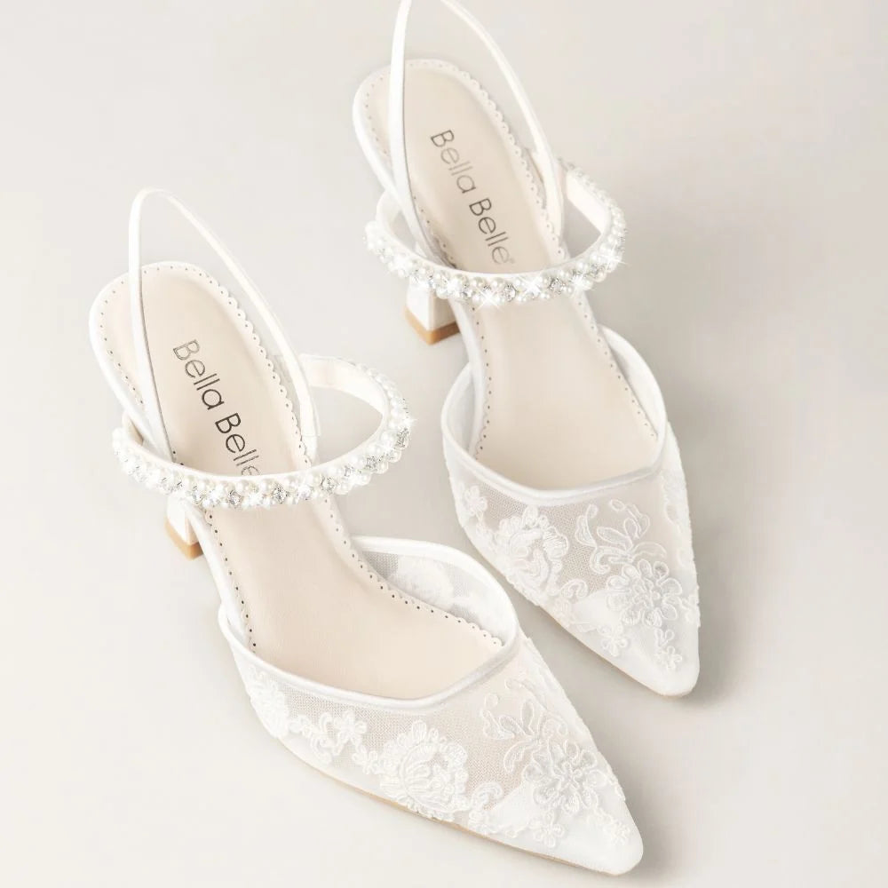 Daniela - Lace Slingback Bridal Heels