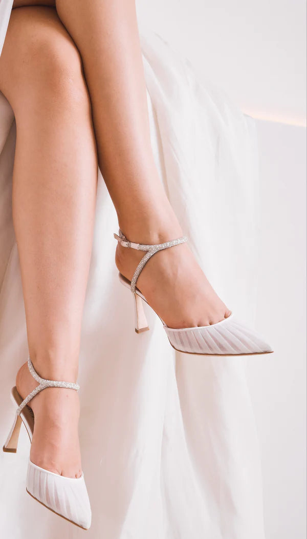 Georgia Pearl - White Tulle Point with Crystal and Pearl Strap