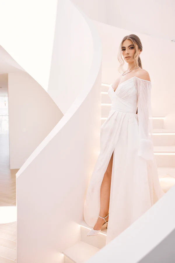 Georgia Pearl - White Tulle Point with Crystal and Pearl Strap