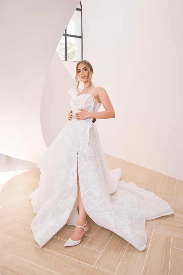 Georgia Pearl - White Tulle Point with Crystal and Pearl Strap