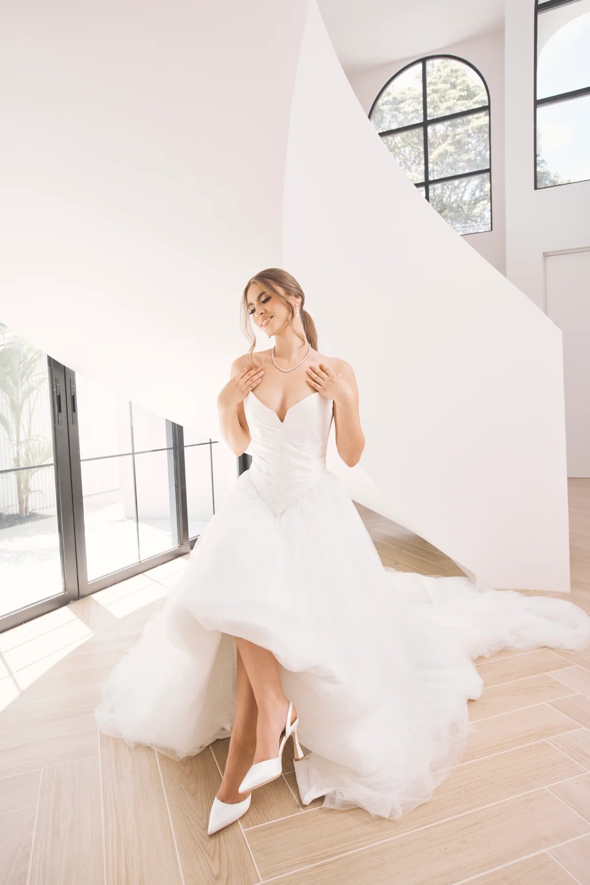 Gigi - Soft White satin Closed Toe Bridal Slingback