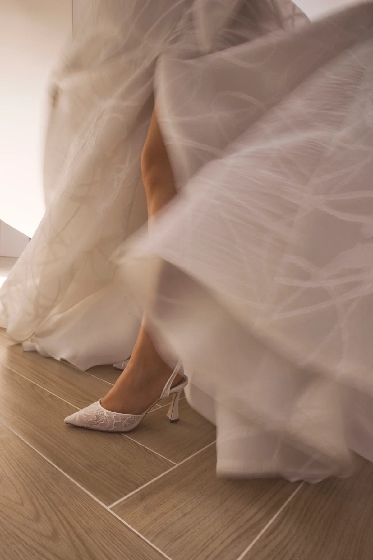 Gigi Lace - Soft White Floral Lace Bridal Slingbacks