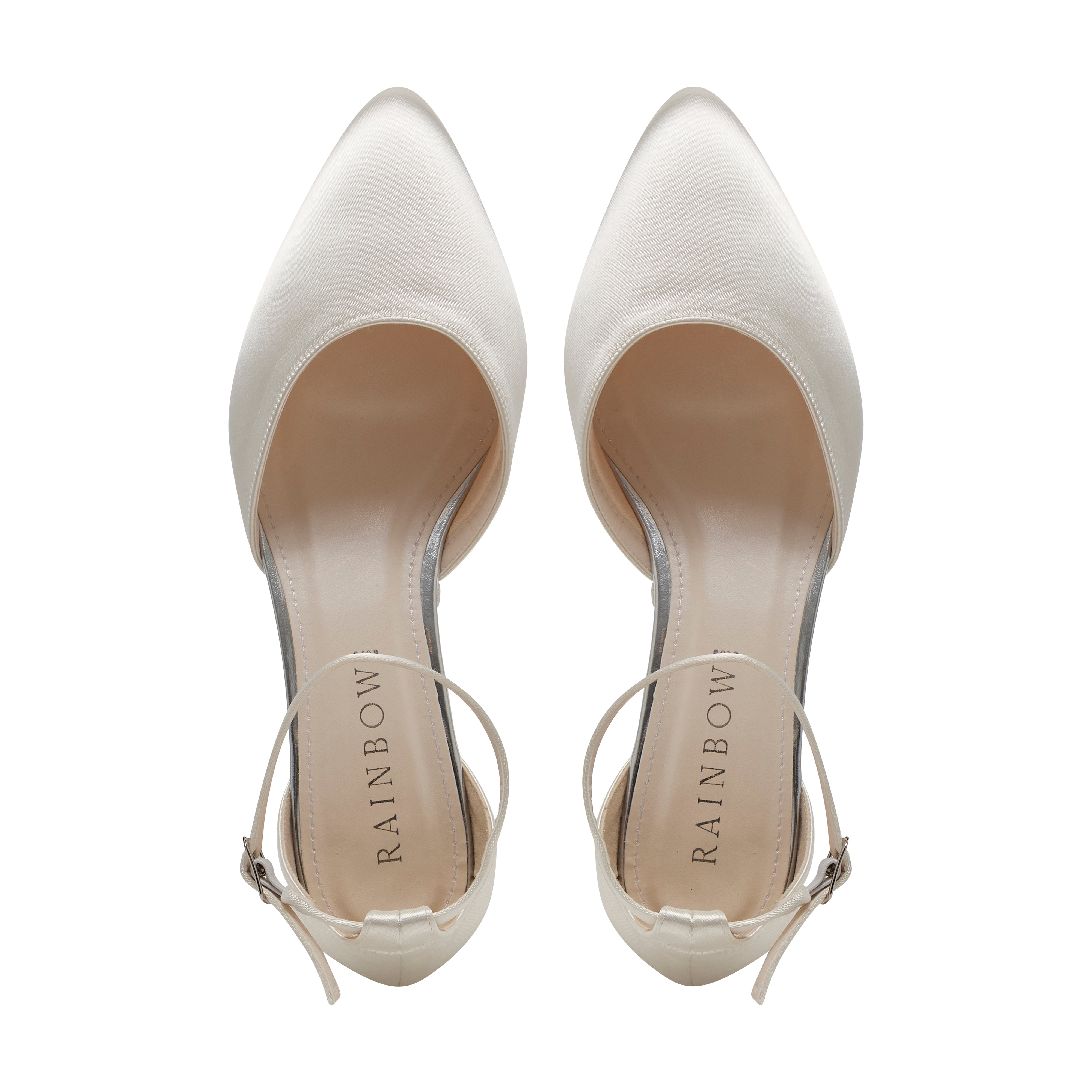 Kacy II - Ivory Satin Ankle Strap Low Heel