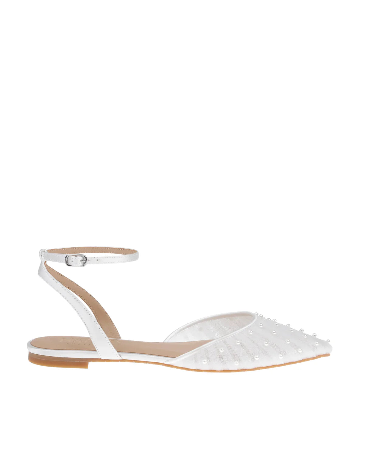 Chanel Pearl - Soft White Tulle Flats with Handsewn Pearls