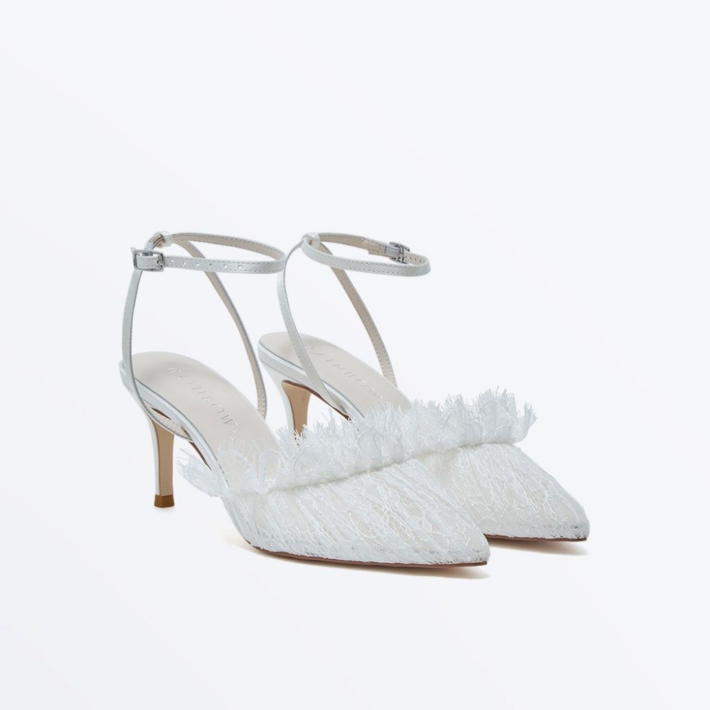 Adelina - Ivory Satin & Lace Bridal Shoes