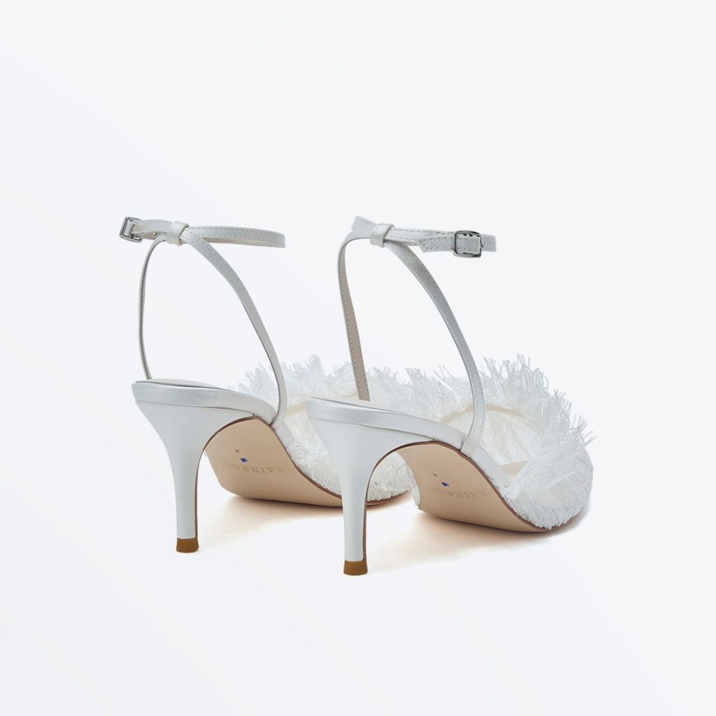 Adelina - Ivory Satin & Lace Bridal Shoes