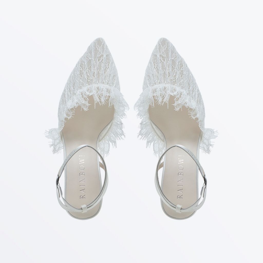 Adelina - Ivory Satin & Lace Bridal Shoes