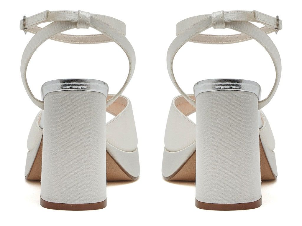 Amy - Ivory Satin Platform Wedding Sandals