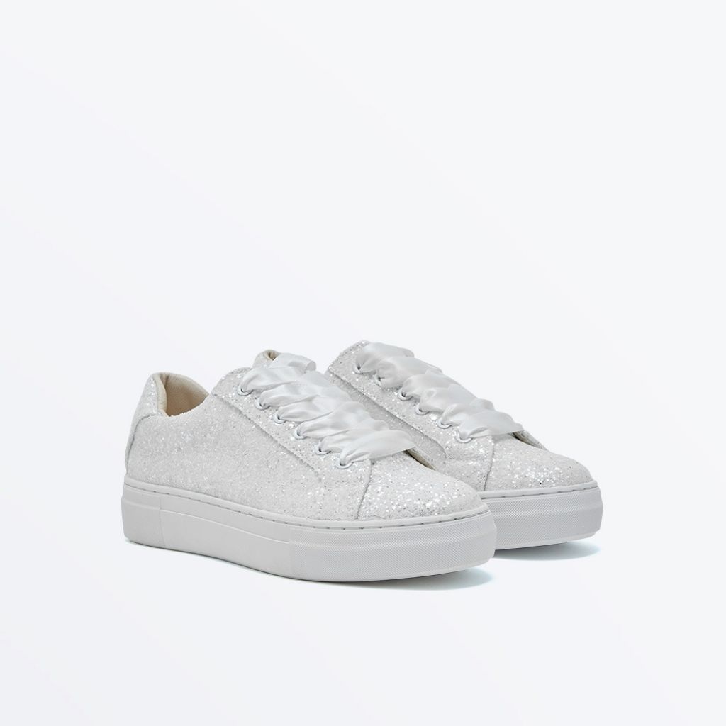 Aphaea - Ivory Snow Glitter Wedding Trainers