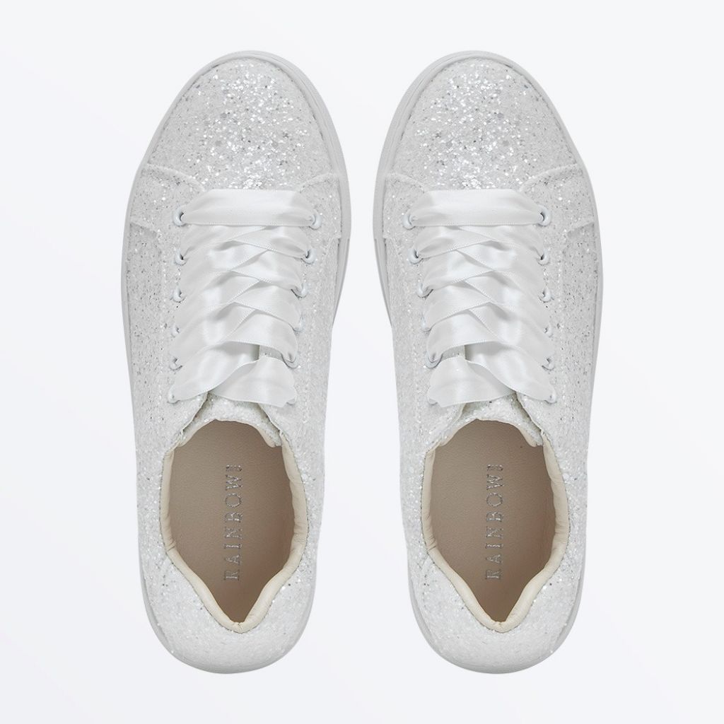 Aphaea - Ivory Snow Glitter Wedding Trainers