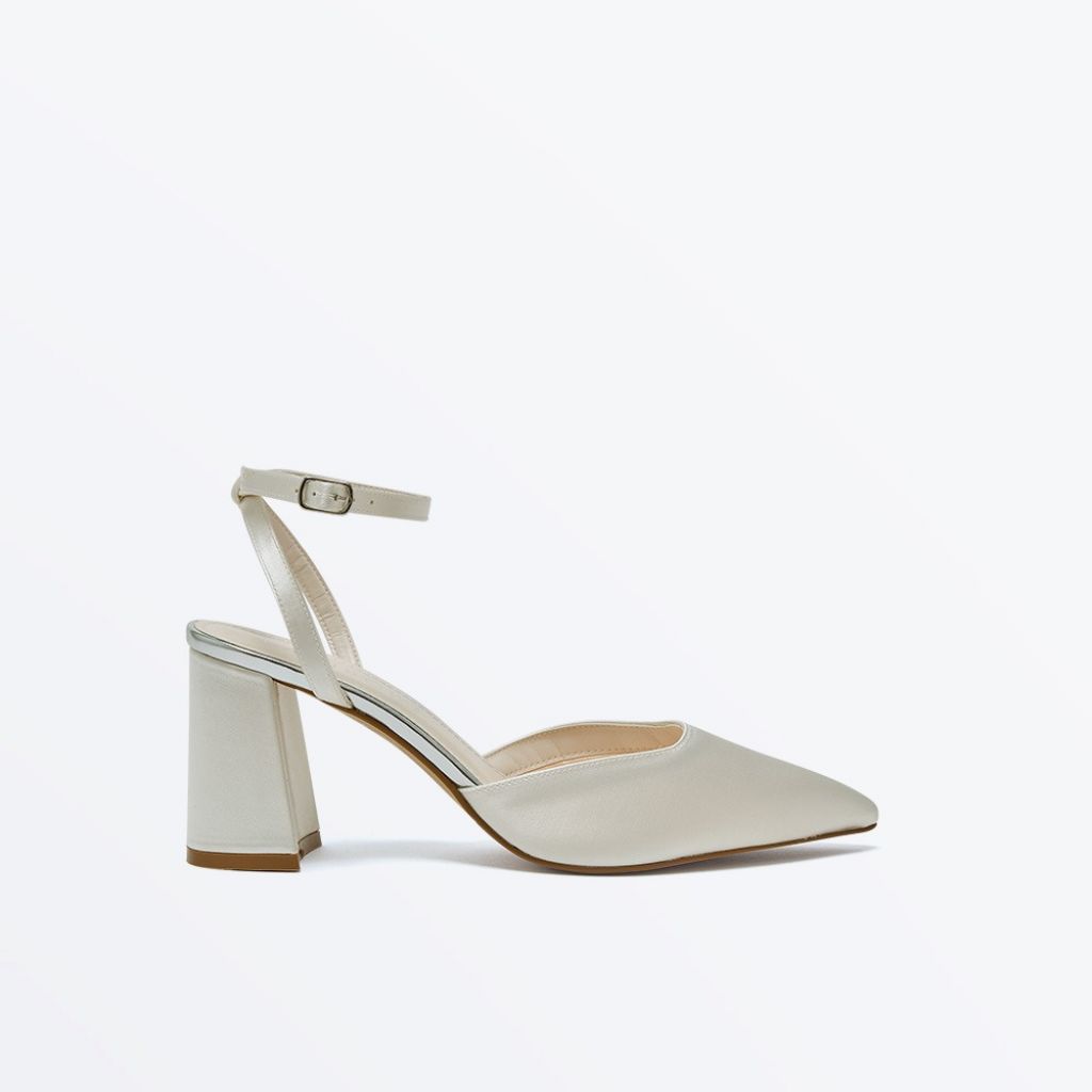 Aria - Flare Heel Wedding Shoes With Ankle Strap