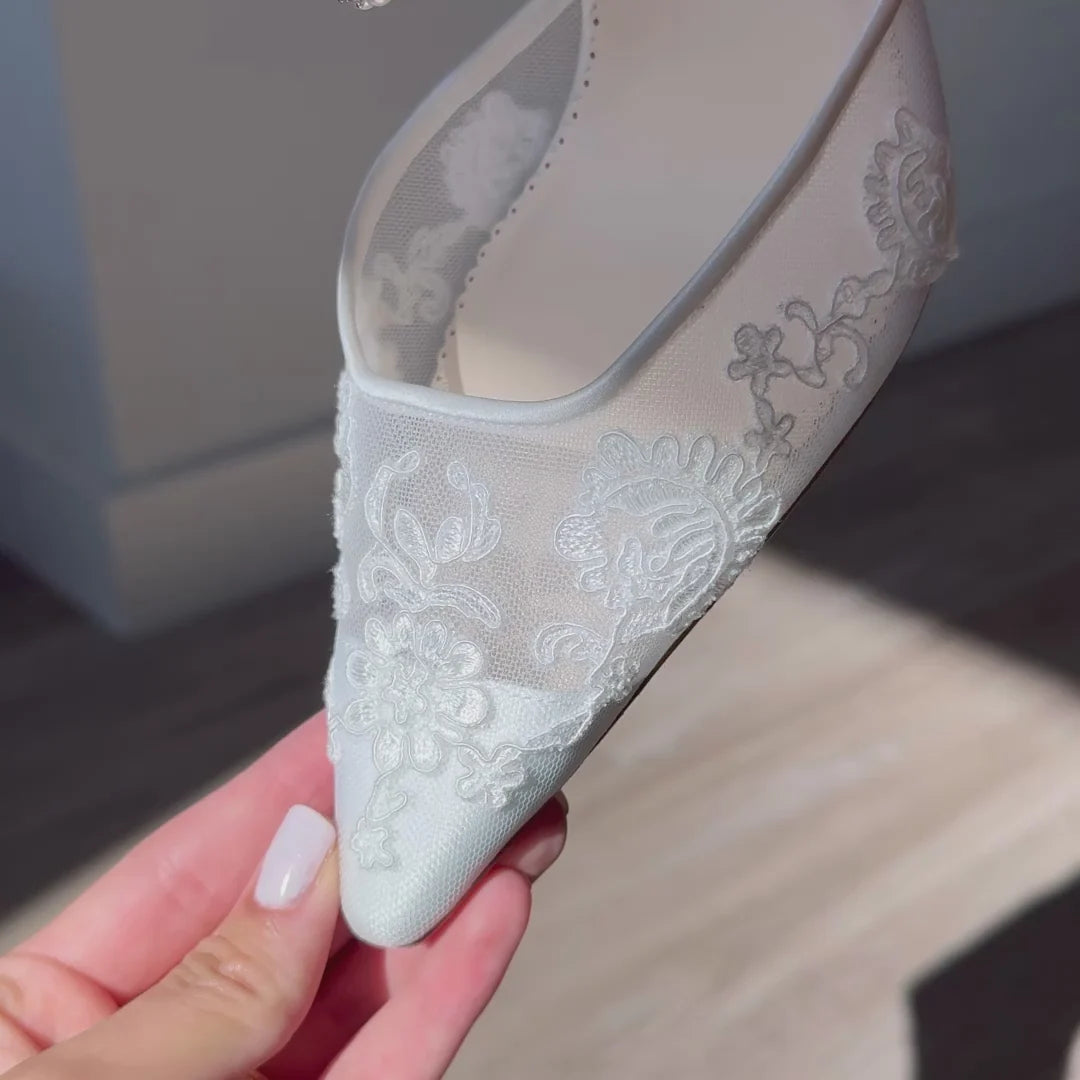 Daniela - Lace Slingback Bridal Heels