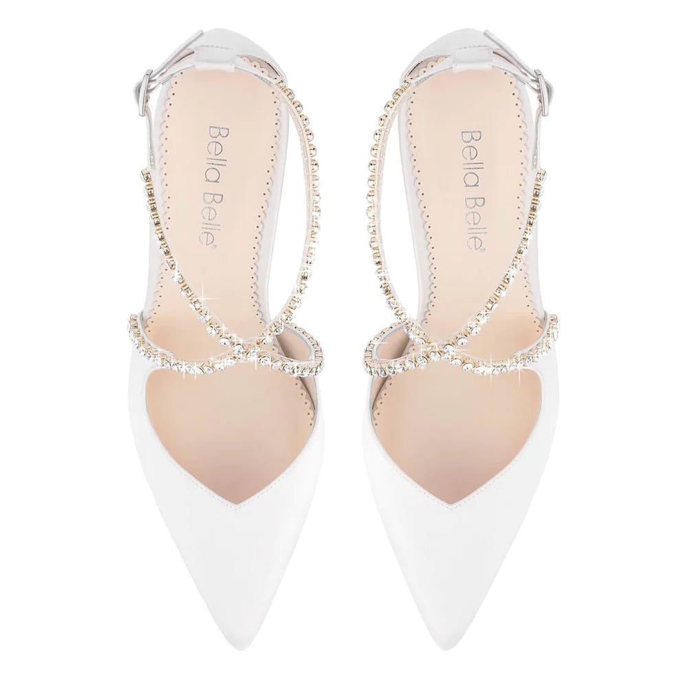 Madison - Ivory Criss Cross Crystal Strap Heels