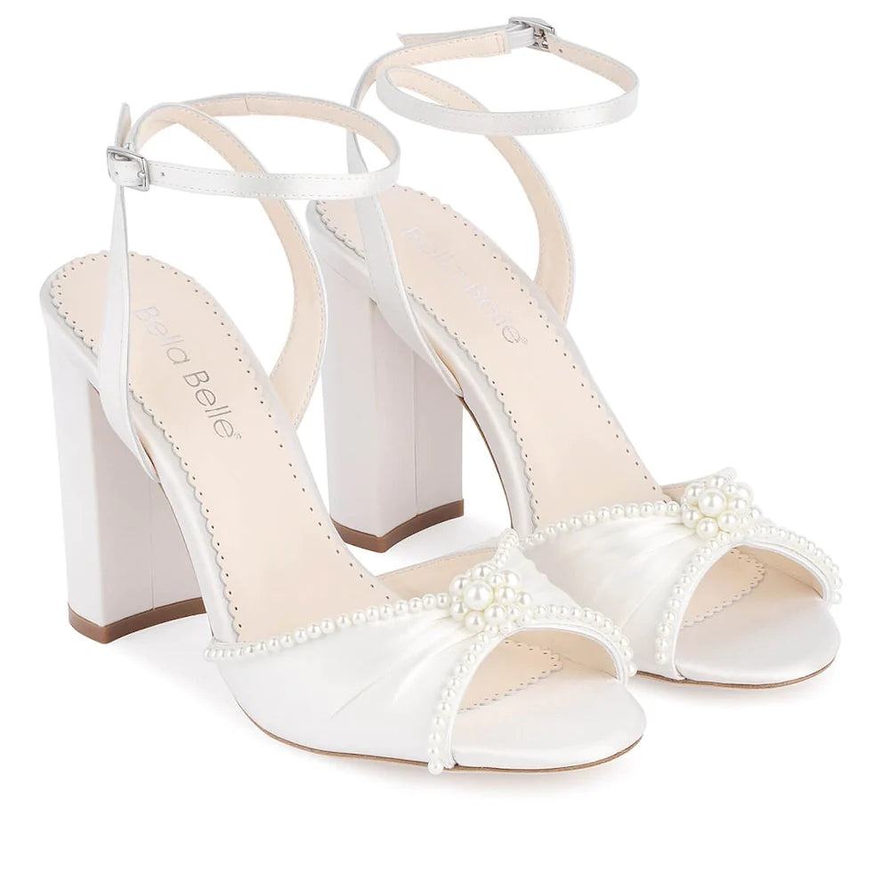 Tinsley - Pearl Block Heel Wedding Sandals