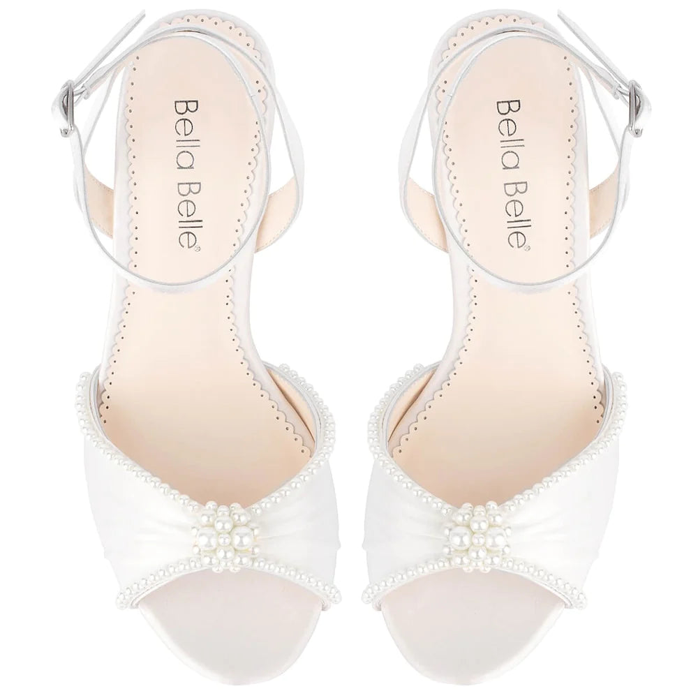 Tinsley - Pearl Block Heel Wedding Sandals