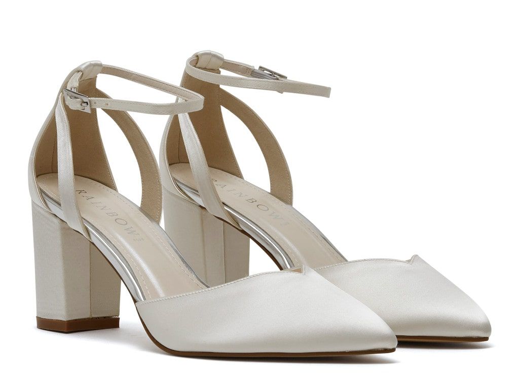 Eve Mid - WIDE Fit Ivory Satin Ankle Strap