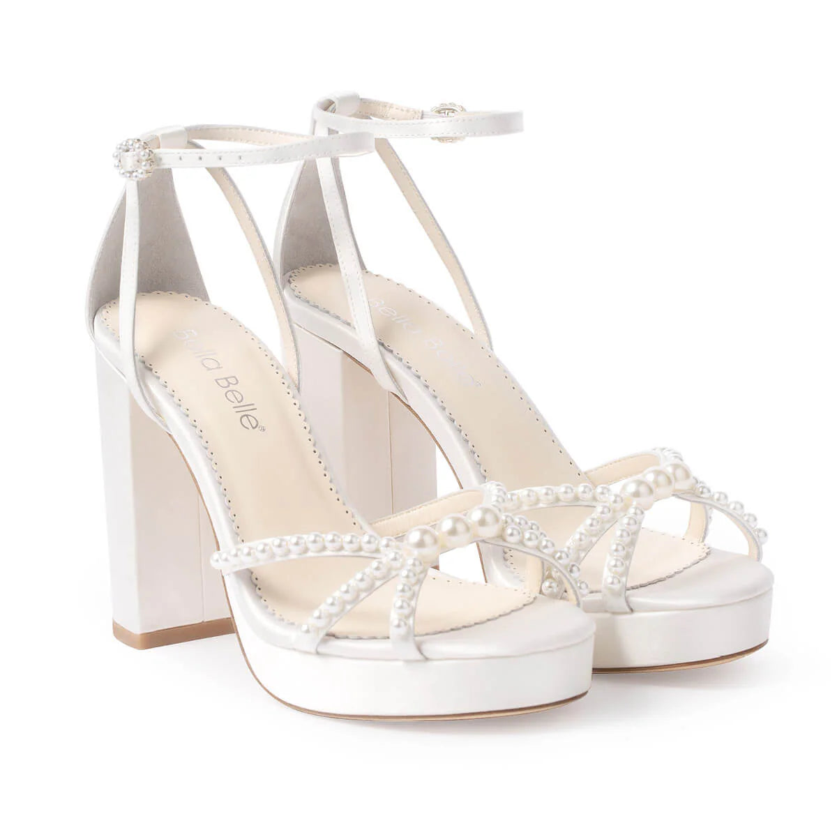 Lola - Platform Pearl Open Toe Block Heel Sandal